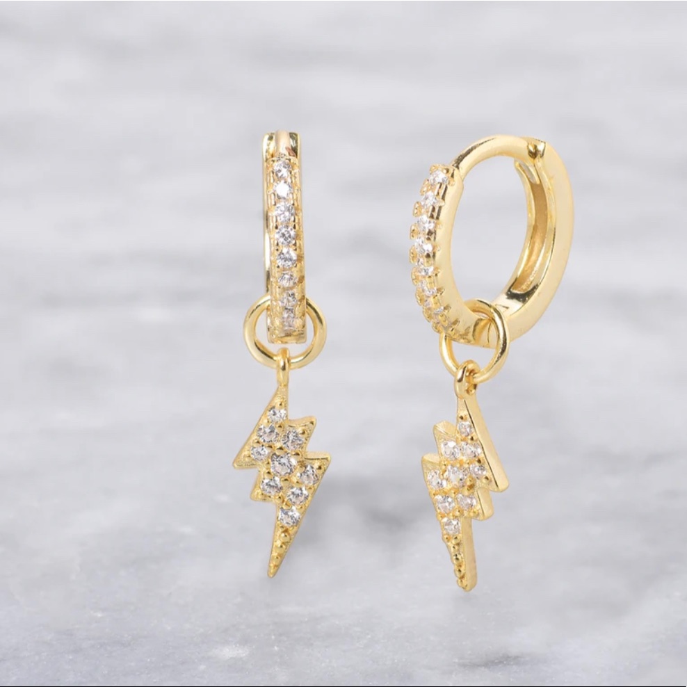 Sterling Silver Dangling Lightning Bolt Earrings